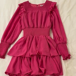 Habitual Vibrant Pink Ruffled Dress